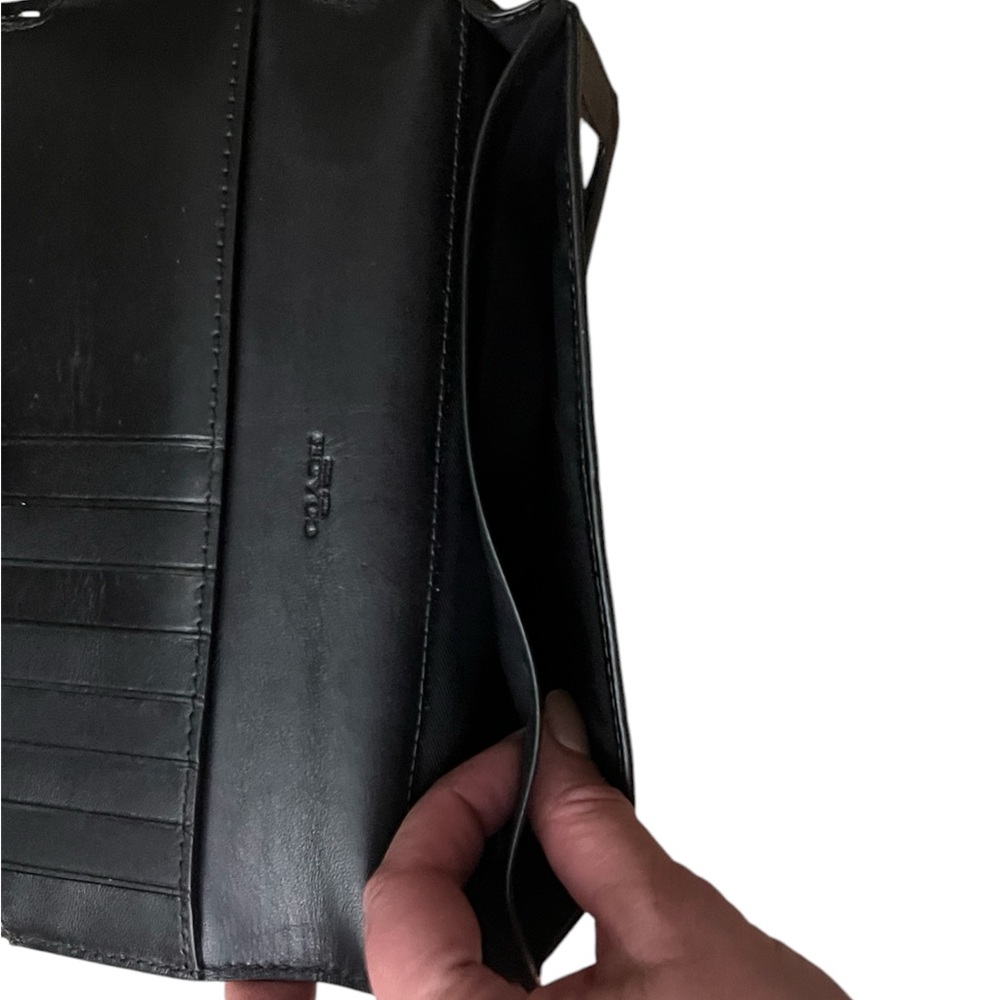 Coach Black Leather Wallet with Gold Accent - Picture 5 of 15
